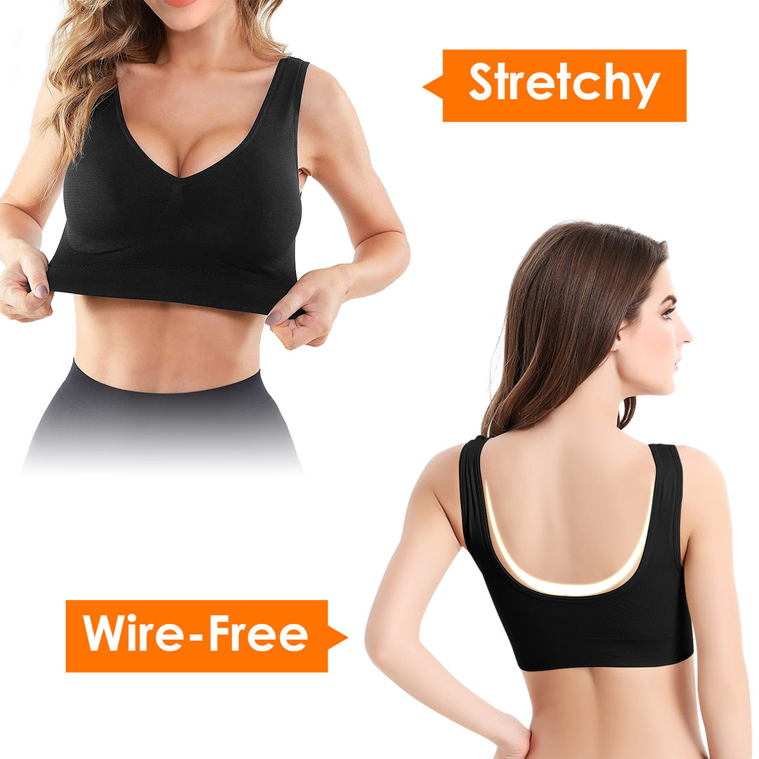 3 Pack Sport Bras For Women Seamless Wire-free Bra Light Support Tank Tops For Fitness Workout Sports Yoga Sleep Wearing Image 4