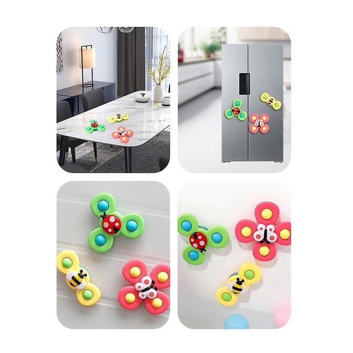 3 Pack Baby Sucker Spinning Top Toy Fidget Spinner Bath Toy With Rotating Suction Cup Image 4