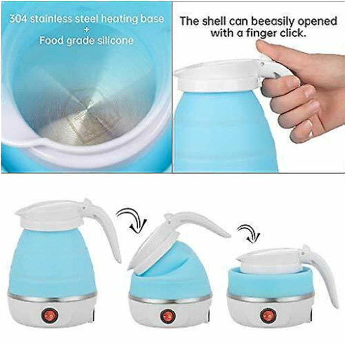 Folding Travel Kettle 600ml Electric Silicone Water Bottle Portable Heating Fast Kettle Image 6