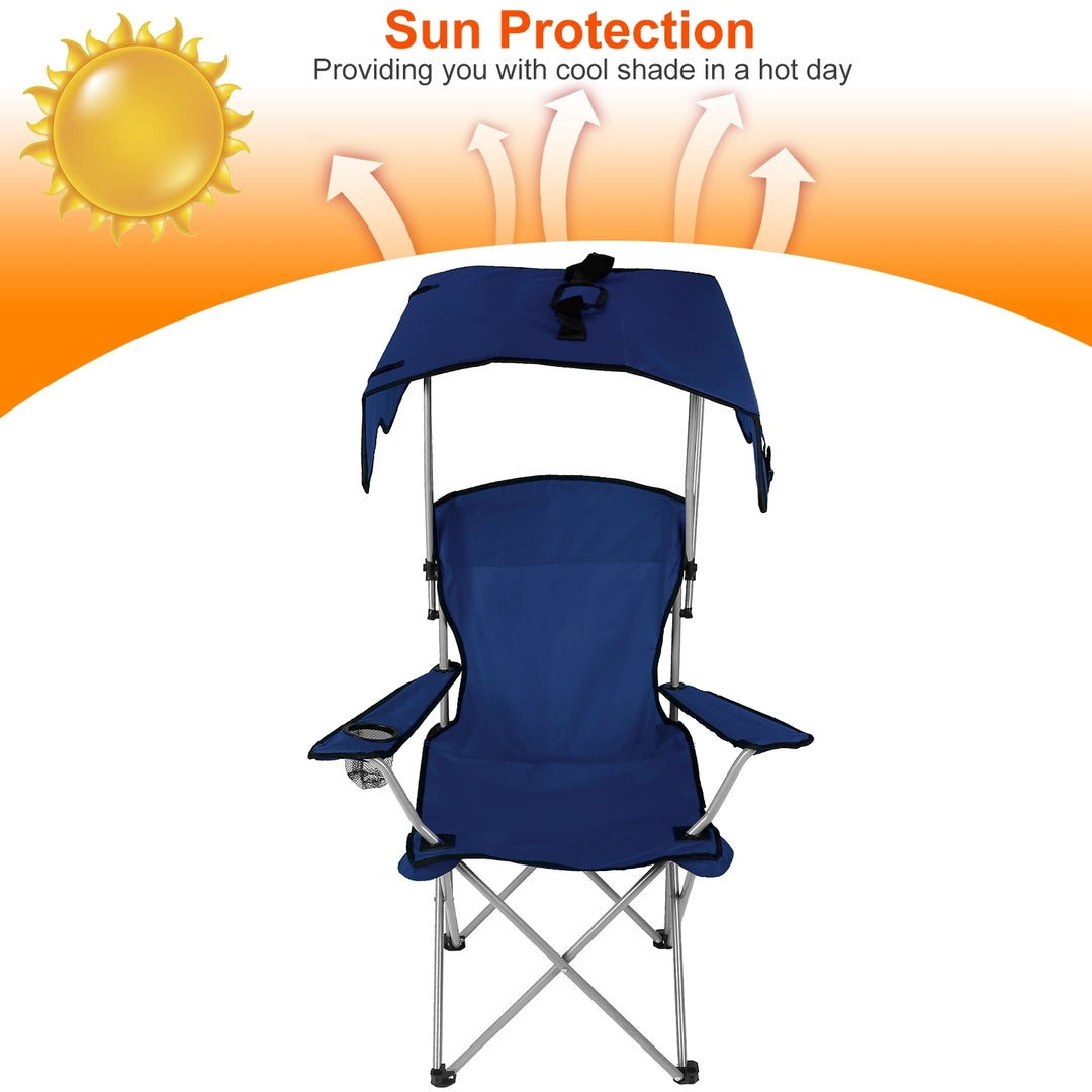 Foldable Beach Canopy Chair Sun Protection Camping Lawn Canopy Chair 330LBS Load Image 7