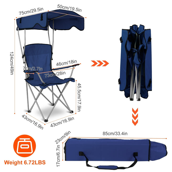 Foldable Beach Canopy Chair Sun Protection Camping Lawn Canopy Chair 330LBS Load Image 8