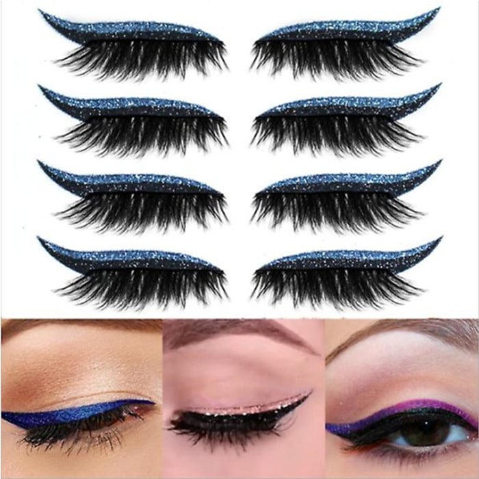 4 Pair Reusable Eyelash Stickers Glitte Eyeliner Invisible Tape Self Adhesive Makeup Tool Image 1