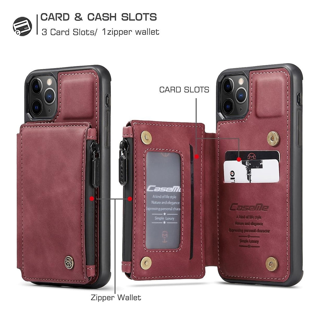 Multipurpose Leather Phone Case With Card Slots Zipper Wallet Back Cover For Iphone 13 Image 8