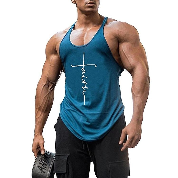 Gyms Tank Top Men Sleeveless Bodybuilding Fitness Singlets Workout Stringer Sports Vest Image 3