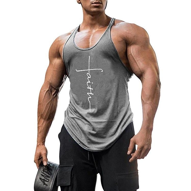 Gyms Tank Top Men Sleeveless Bodybuilding Fitness Singlets Workout Stringer Sports Vest Image 4
