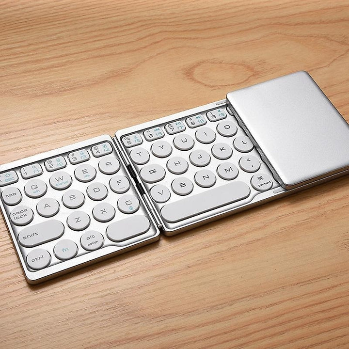 Three-fold Mini Bluetooth Keyboard Wireless Aluminum Alloy Keyboard With Mouse Touchpad Image 8