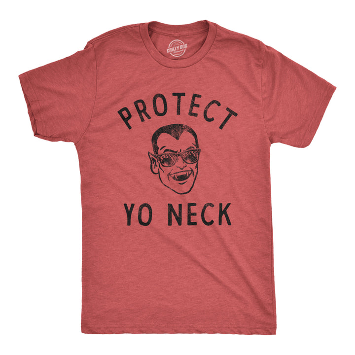 Mens Protect Yo Neck T Shirt Funny Sarcastic Cool Vampire Tee For Guys Image 1