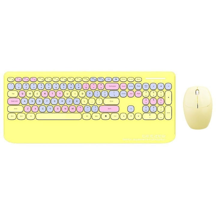 Wireless Colorblock Keyboard Mouse Combo Set Mix Color Keyboard 2.4g For Women Image 1