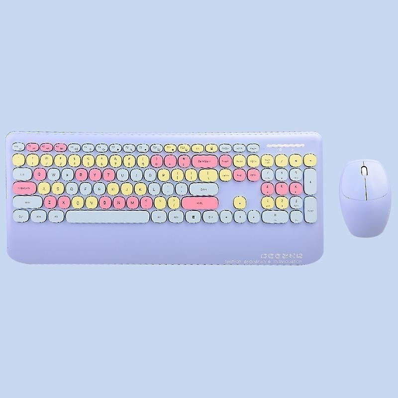 Wireless Colorblock Keyboard Mouse Combo Set Mix Color Keyboard 2.4g For Women Image 4