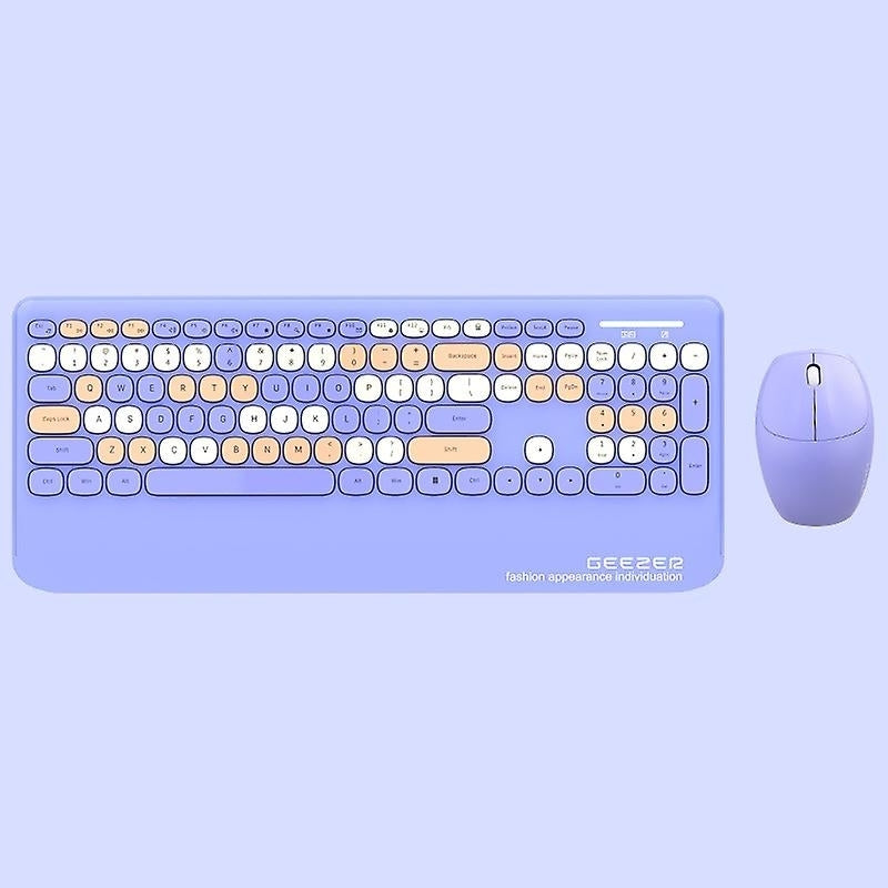 Wireless Colorblock Keyboard Mouse Combo Set Mix Color Keyboard 2.4g For Women Image 6