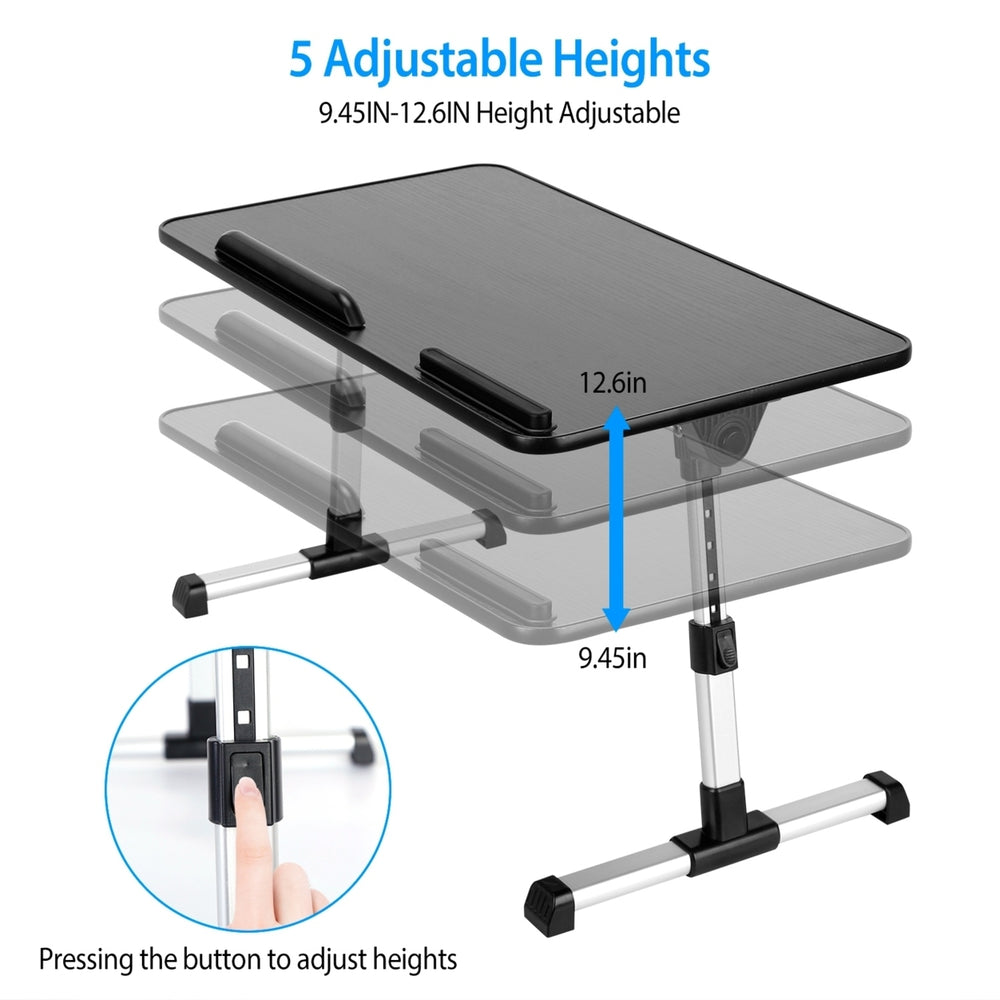 Foldable Adjustable Laptop Stand Aluminum Alloy Black Portable for Bed Couch Floor Image 2