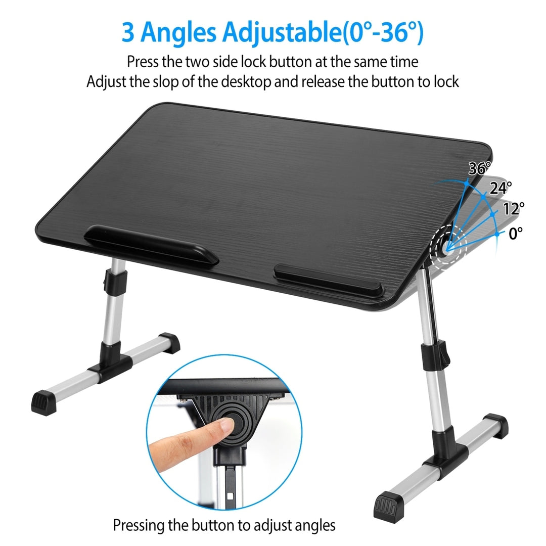 Foldable Adjustable Laptop Stand Aluminum Alloy Black Portable for Bed Couch Floor Image 3