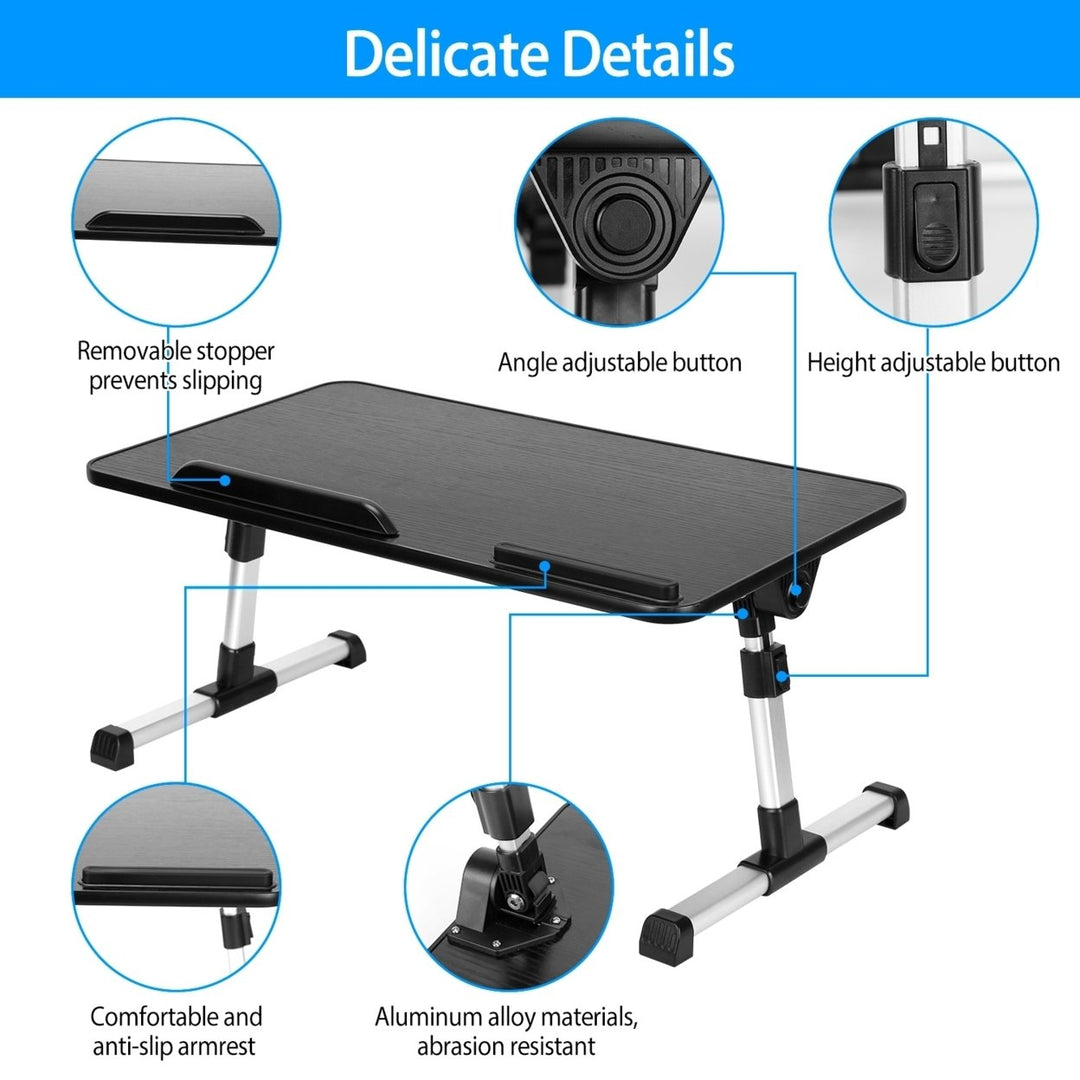 Foldable Adjustable Laptop Stand Aluminum Alloy Black Portable for Bed Couch Floor Image 4