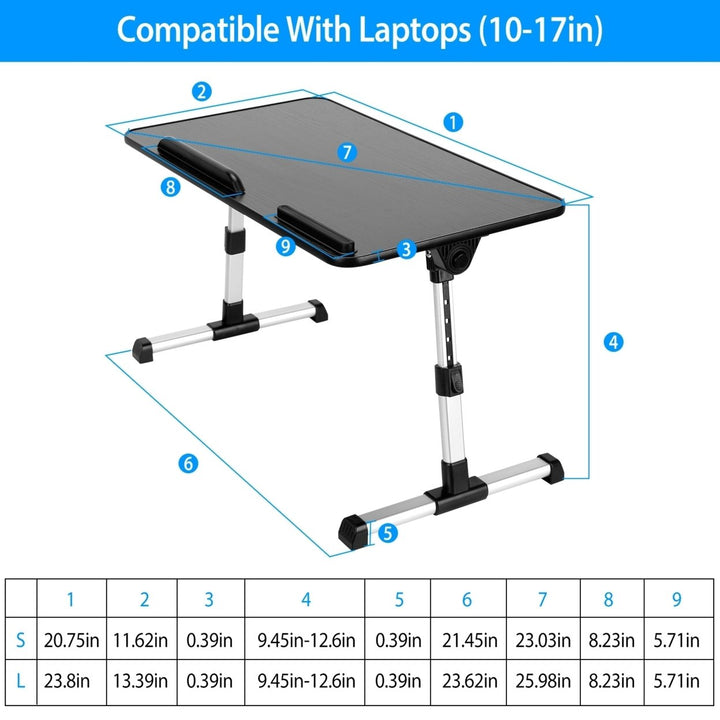 Foldable Adjustable Laptop Stand Aluminum Alloy Black Portable for Bed Couch Floor Image 6