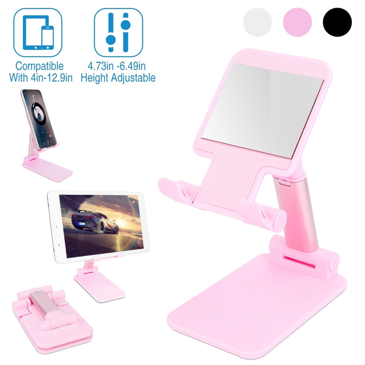 Foldable Desktop Phone Stand Angle Height Adjustable Tablet Holder Cradle Dock with Mirror Fit For 4-12.9in Device Image 1