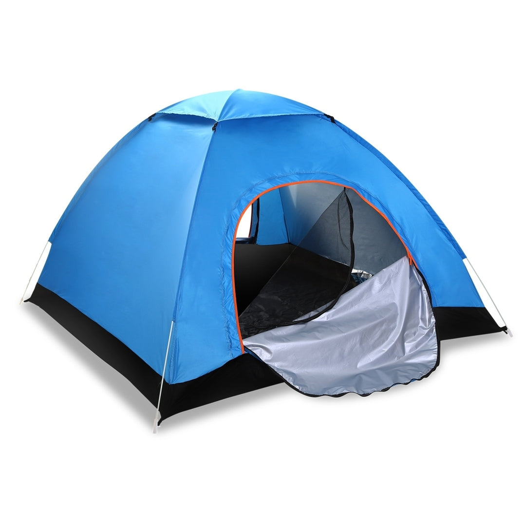 4 Person Waterproof Pop Up Tent Instant Setup with Mosquito Net Blue Green Image 1