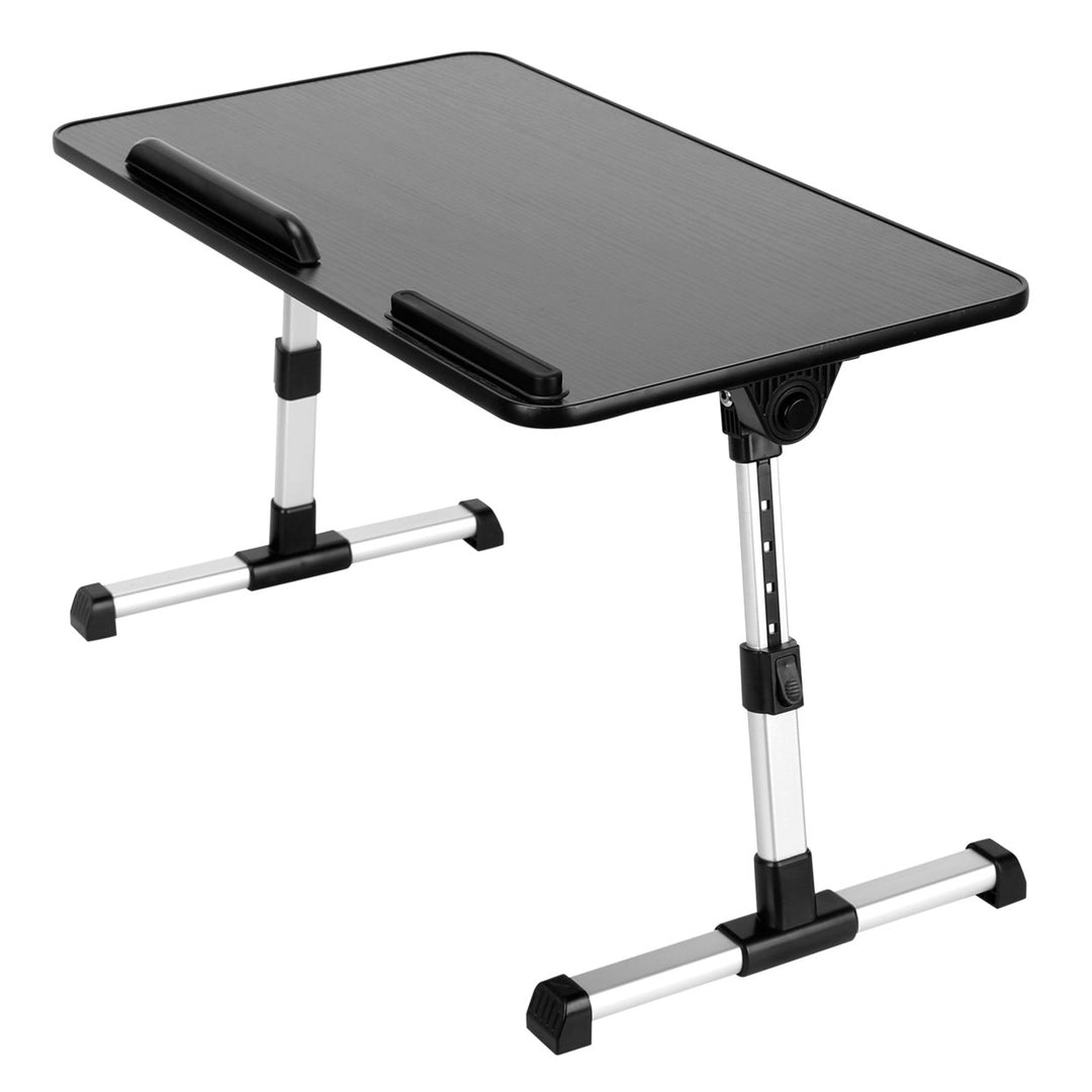 Foldable Adjustable Laptop Stand Aluminum Alloy Black Portable for Bed Couch Floor Image 1