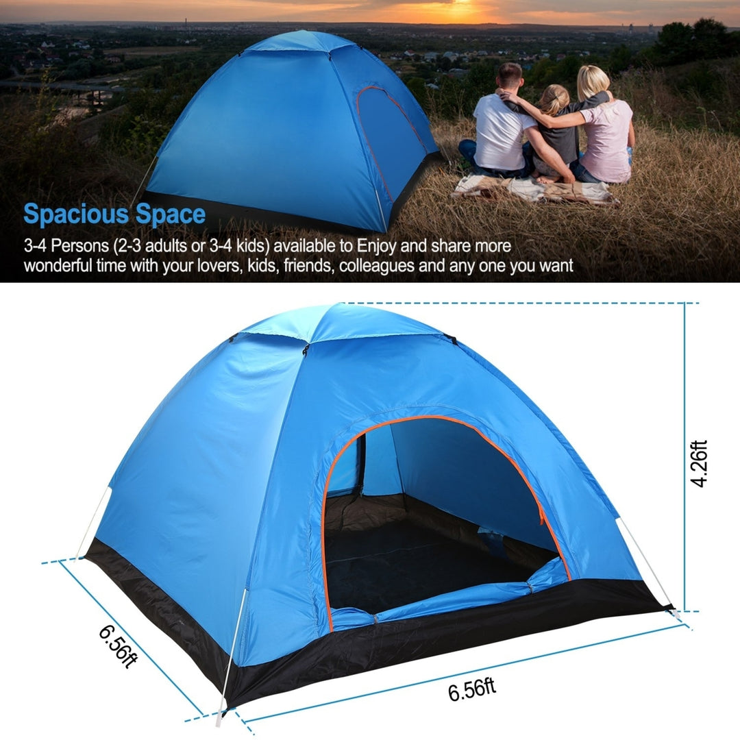 4 Person Waterproof Pop Up Tent Instant Setup with Mosquito Net Blue Green Image 3