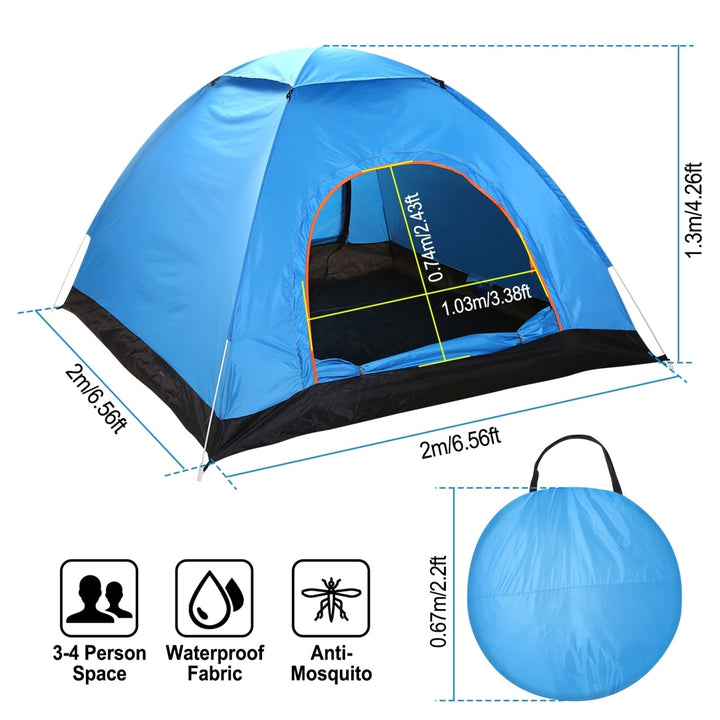 4 Person Waterproof Pop Up Tent Instant Setup with Mosquito Net Blue Green Image 6