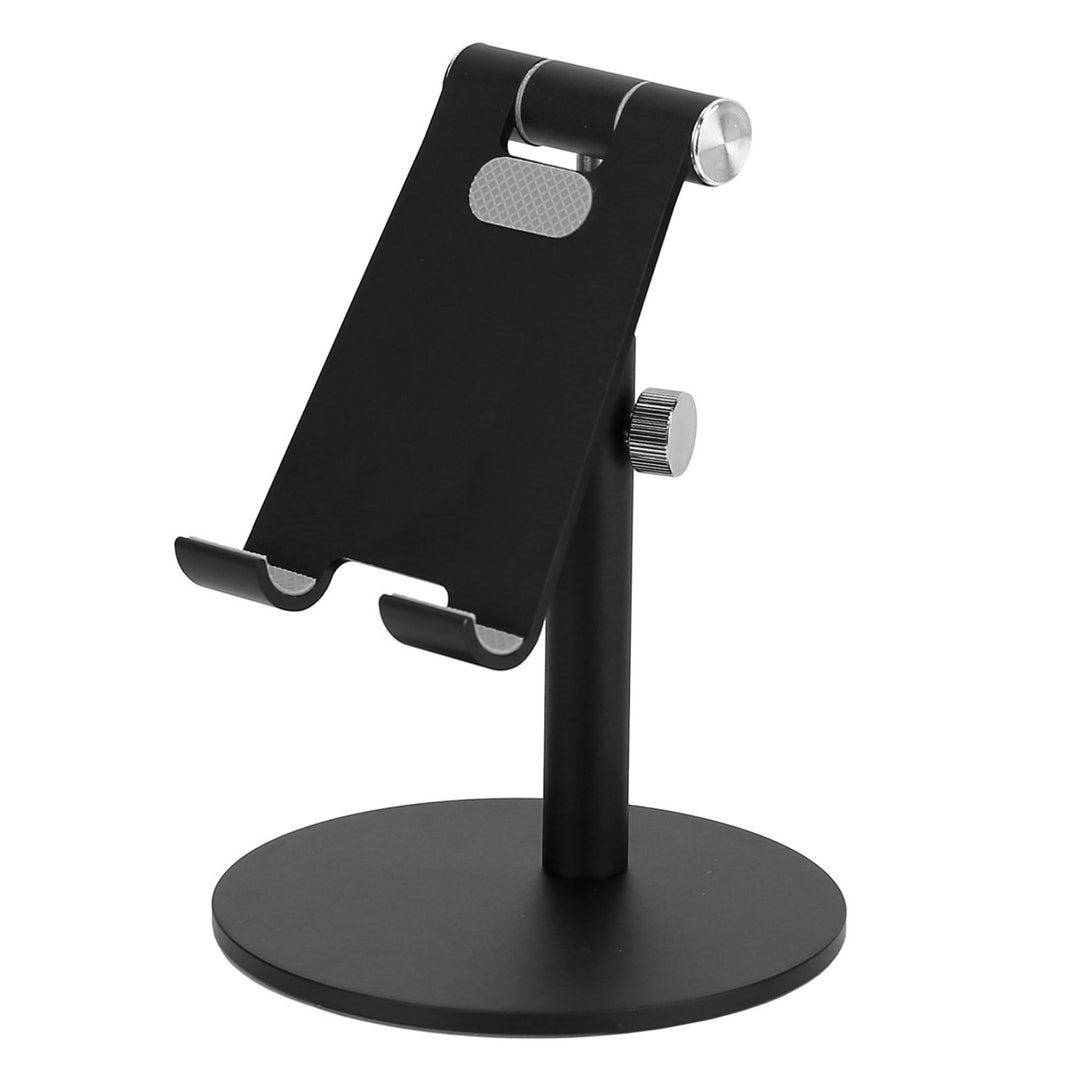 Adjustable Aluminum Alloy Phone Stand Desktop Holder for Tablets and Phones Black Image 1