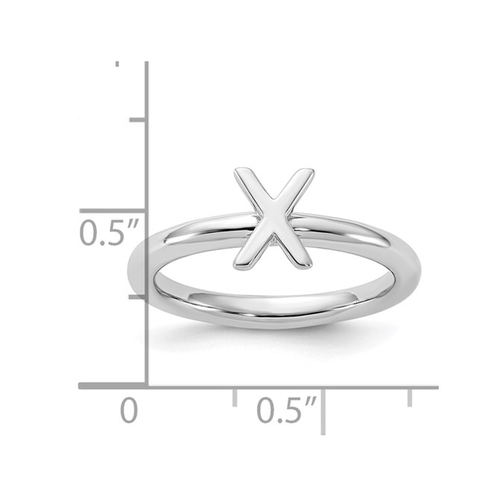 Sterling Silver Rhodium-Plated Polished X Ring Image 3