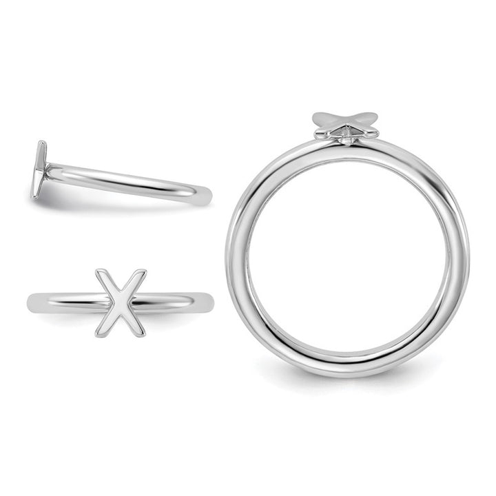 Sterling Silver Rhodium-Plated Polished X Ring Image 4