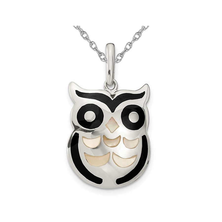 Mother of Pearl Owl Pendant Necklace in Sterling Silver with Chain (18 Inches) Image 1