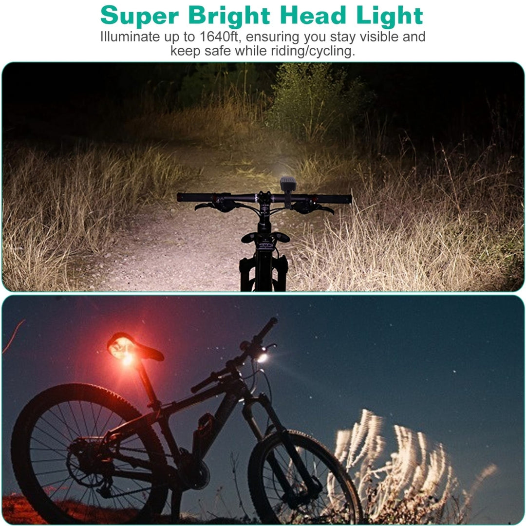 USB Rechargeable Waterproof Bike Light Set Super Bright LED Headlight Taillight Image 3