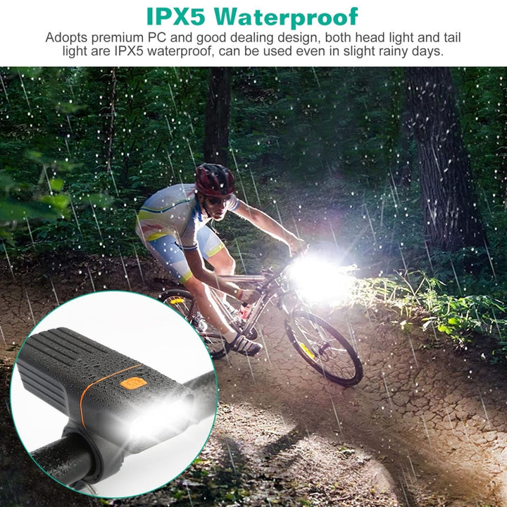 USB Rechargeable Waterproof Bike Light Set Super Bright LED Headlight Taillight Image 4