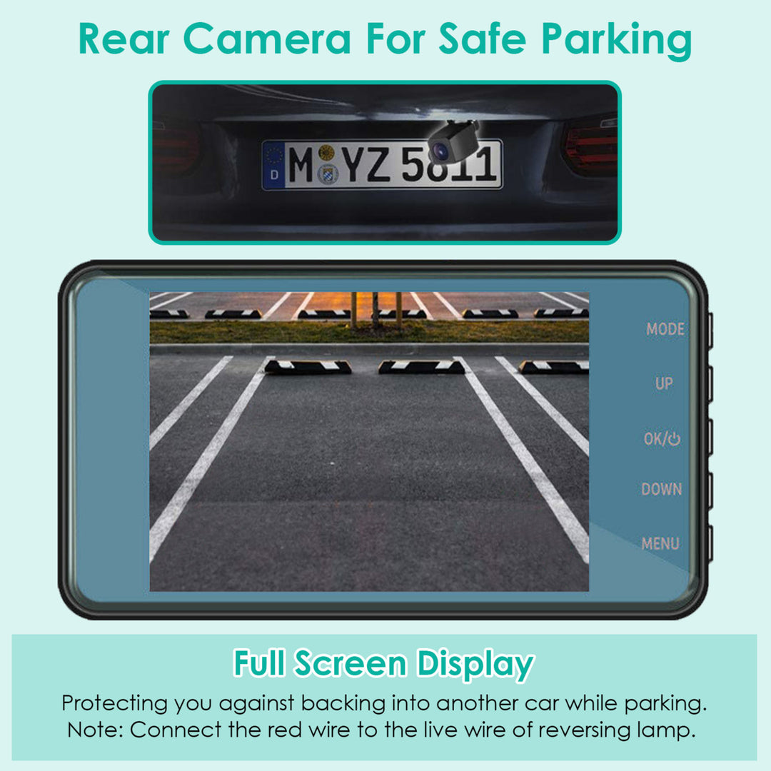 720P Dual Dash Cam Car Camera Recorder Looping Recording Car DVR Driving Vehicle Recorder with Motion Detection Light Image 4