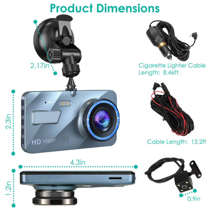 720P Dual Dash Cam Car Camera Recorder Looping Recording Car DVR Driving Vehicle Recorder with Motion Detection Light Image 8