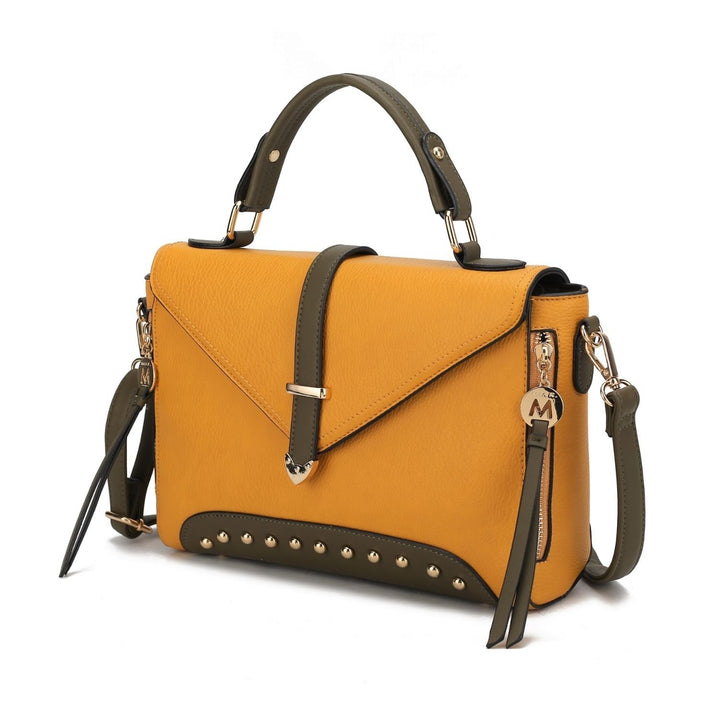 Angela vegan Color-Block Leather Womens Satchel Handbag by Mia K Image 1