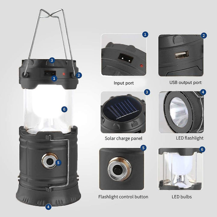 Solar Camping Light Foldable Led Flashlight Rechargeable Horse Lantern Outdoor Hiking Lamp Image 4