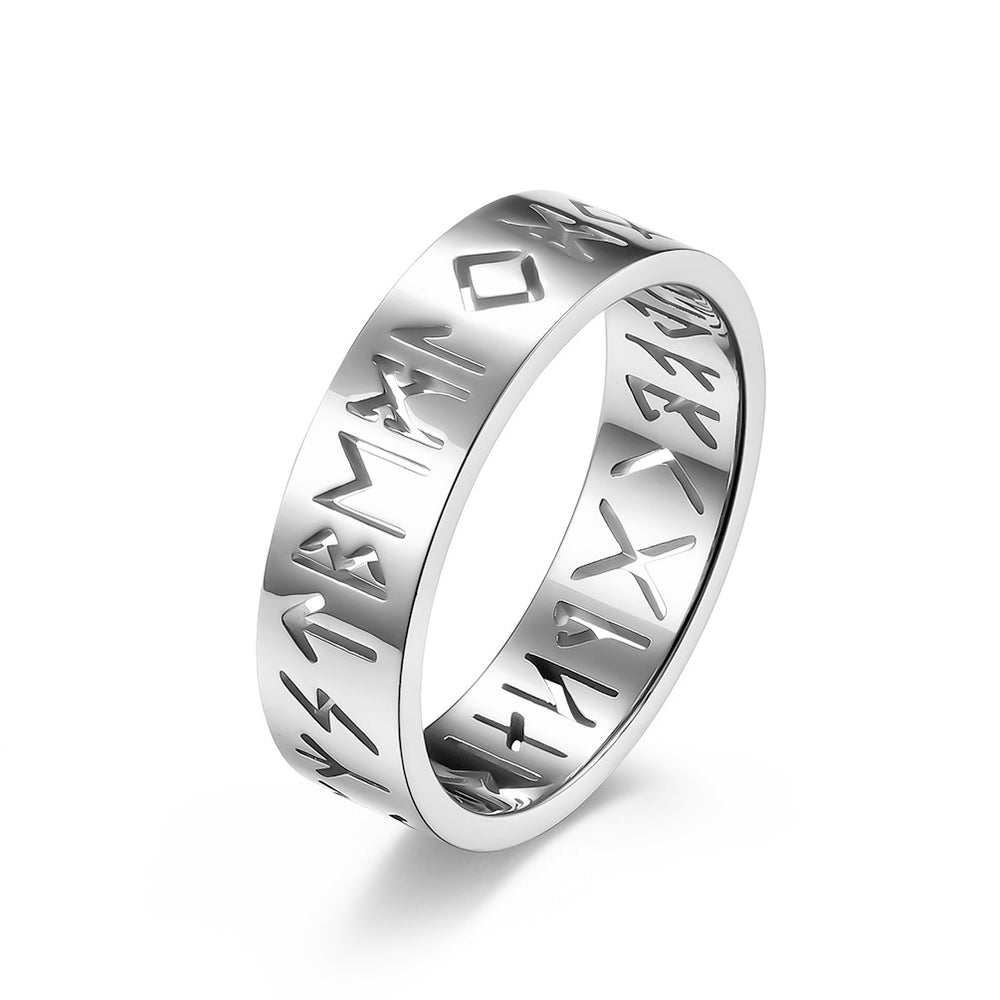 Nordic Script Hollow Titanium Steel Rings Rune Mens and Womens Jewelry Accessories Party Punk Holiday Gift Jewelry Image 2