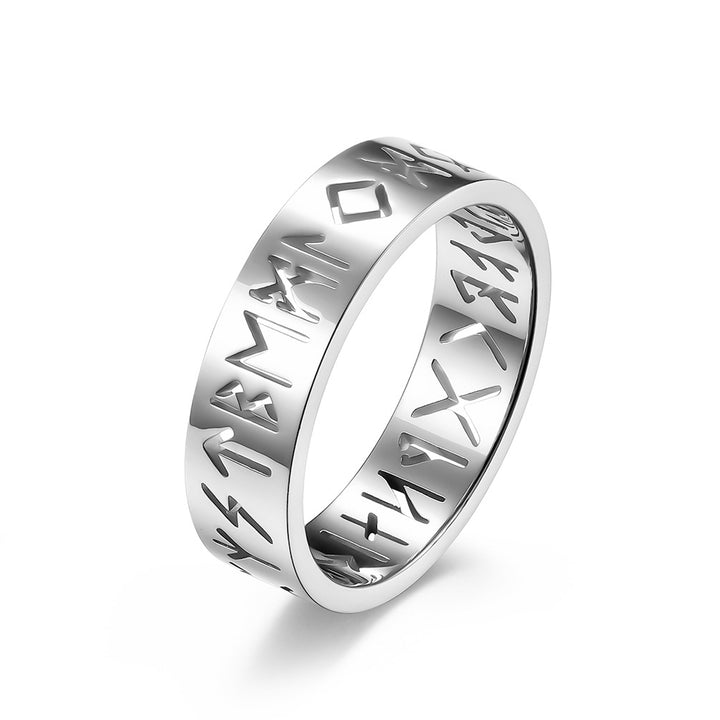 Nordic Script Hollow Titanium Steel Rings Rune Mens and Womens Jewelry Accessories Party Punk Holiday Gift Jewelry Image 2