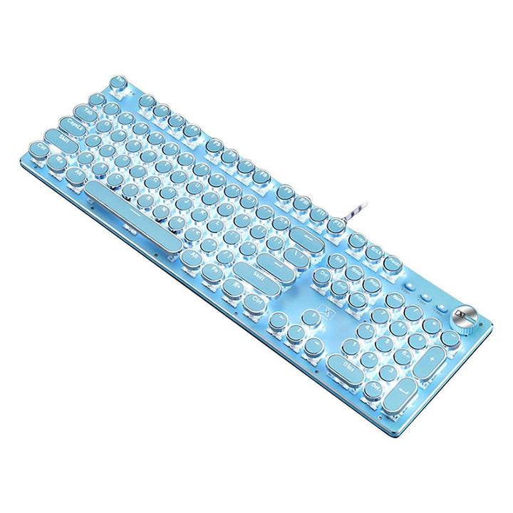 Retro Punk Gaming Mechanical Keyboard With Blue Switches White Backlight Image 1