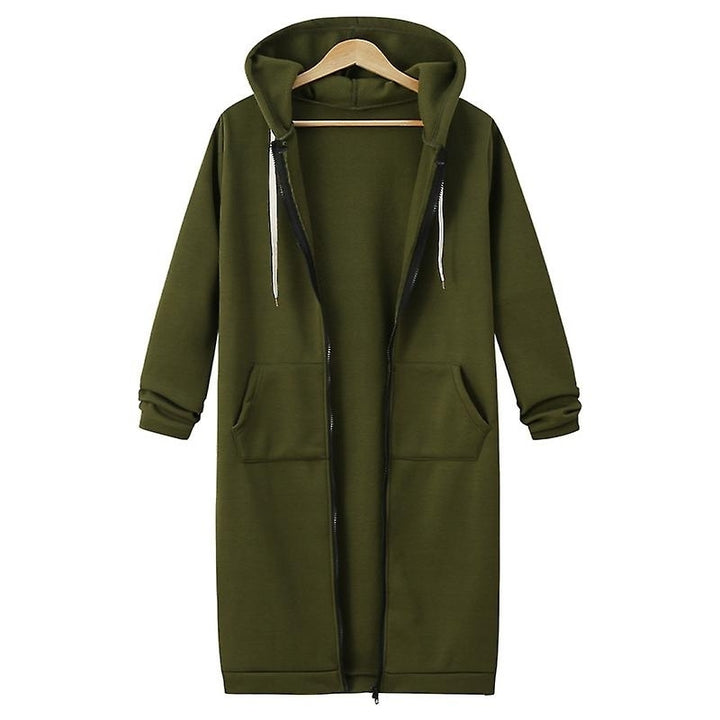 Hooded Women Plus Size Jacket Zip Up Hoodies Coat Winter Loose Sweatshirt Outwear Image 1