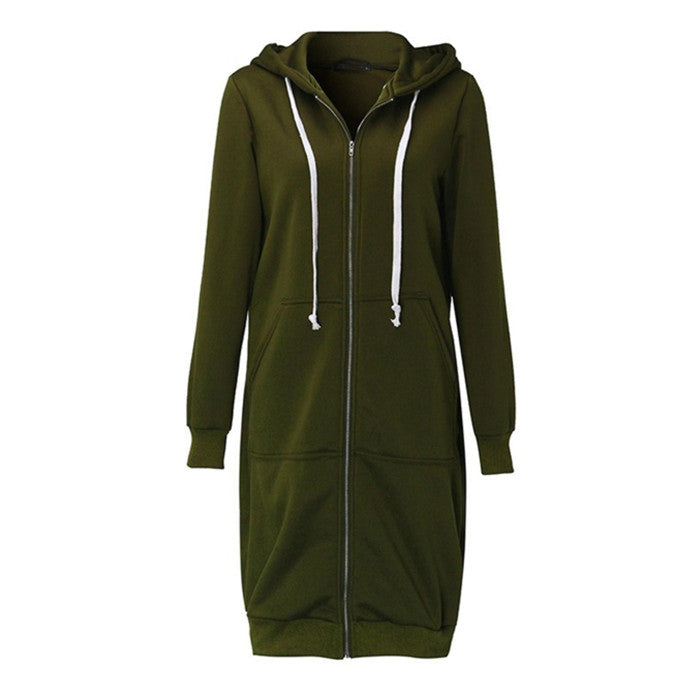 Hooded Women Plus Size Jacket Zip Up Hoodies Coat Winter Loose Sweatshirt Outwear Image 2