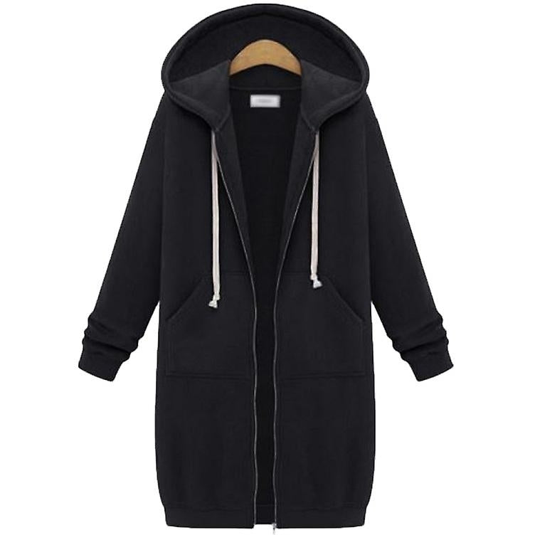 Hooded Women Plus Size Jacket Zip Up Hoodies Coat Winter Loose Sweatshirt Outwear Image 4