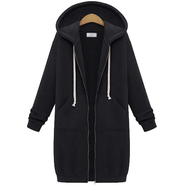 Hooded Women Plus Size Jacket Zip Up Hoodies Coat Winter Loose Sweatshirt Outwear Image 4