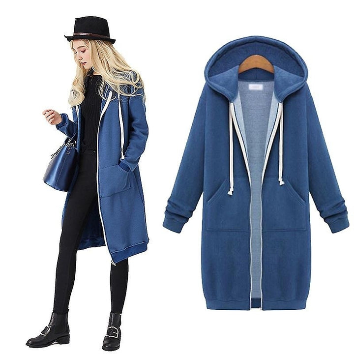 Hooded Women Plus Size Jacket Zip Up Hoodies Coat Winter Loose Sweatshirt Outwear Image 6