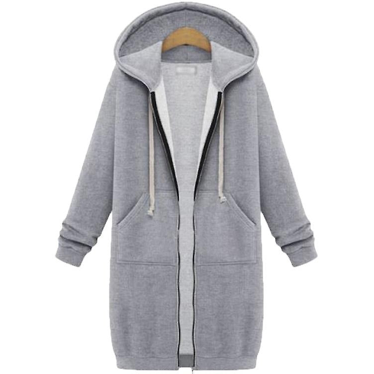 Hooded Women Plus Size Jacket Zip Up Hoodies Coat Winter Loose Sweatshirt Outwear Image 7