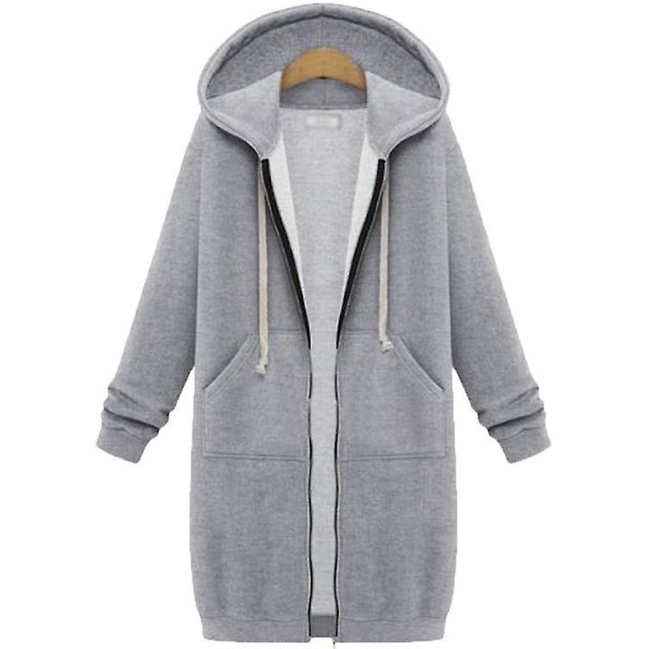 Hooded Women Plus Size Jacket Zip Up Hoodies Coat Winter Loose Sweatshirt Outwear Image 7