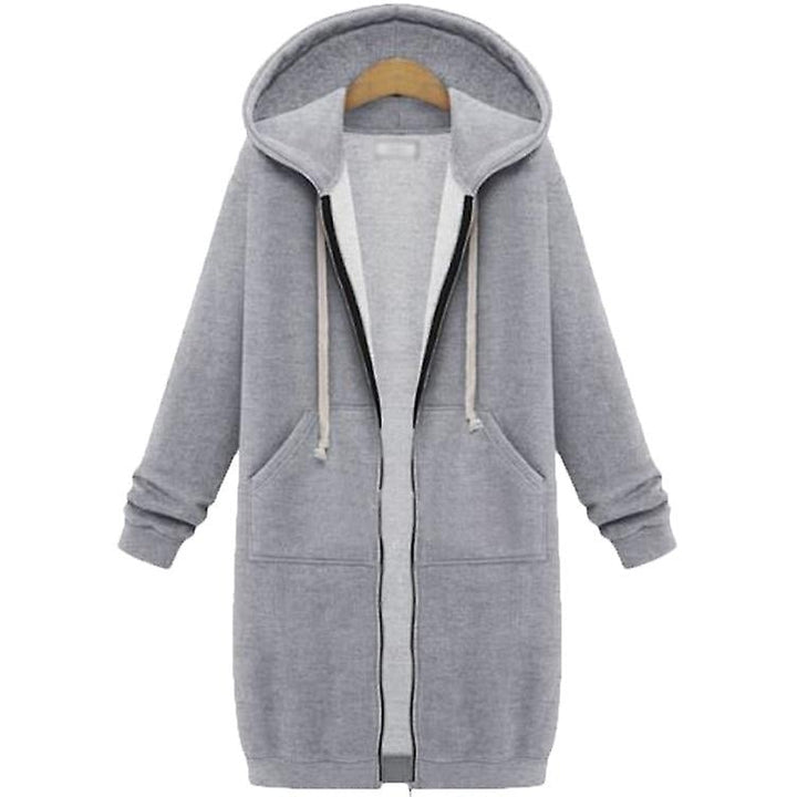 Hooded Women Plus Size Jacket Zip Up Hoodies Coat Winter Loose Sweatshirt Outwear Image 1