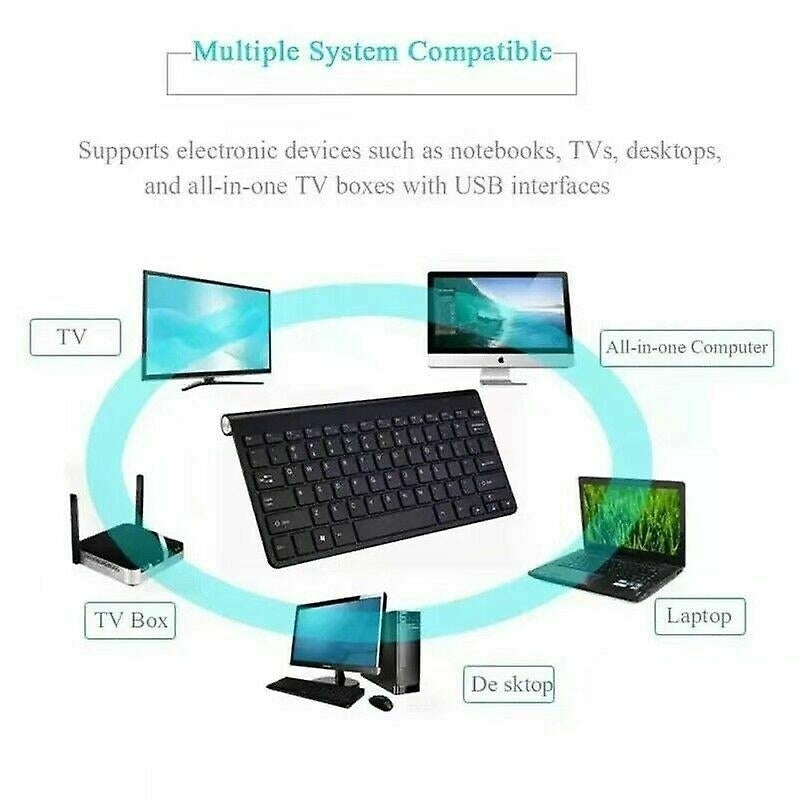 Mini Wireless Keyboard And Mouse Set Mute Key Caps Multimedia Keyboard For Pc Lapto Image 3