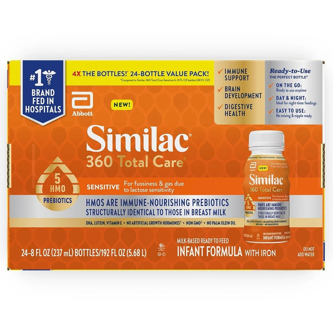Similac 360 Total Care Sensitive Infant Formula, Ready to Feed (8 Fl Oz, 24 Ct) Image 1