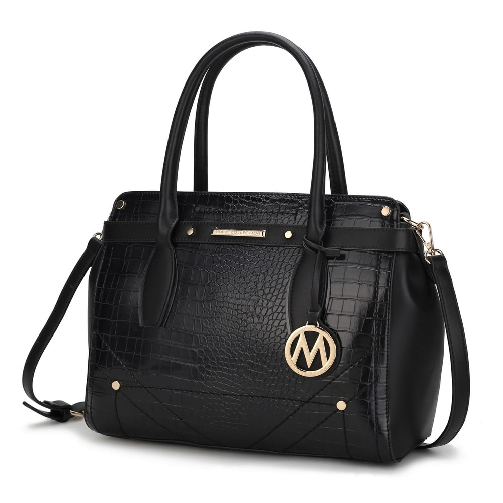 Catarina Vegan Crocodile Leather Satchel Handbag Multi-Functional Shoulder Bag by Mia K Image 2