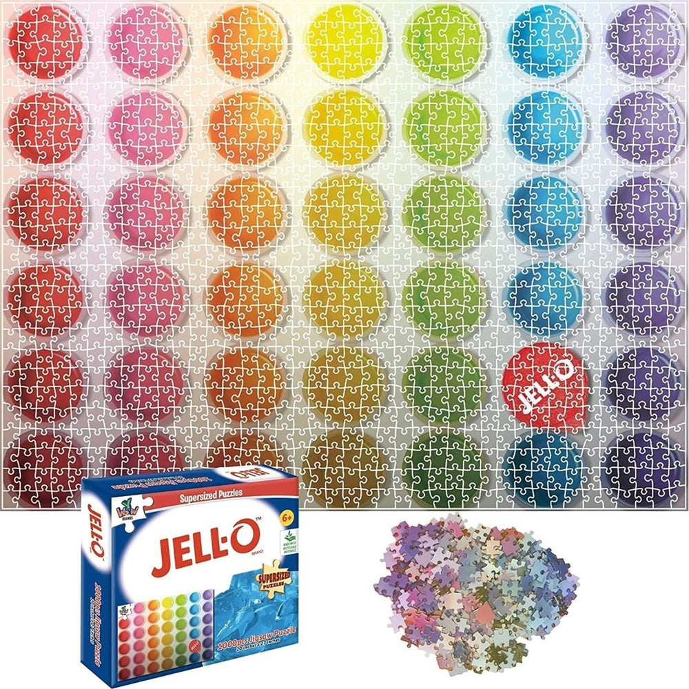 Jell-O 1000 Piece SuperSized Jigsaw Puzzle Giant 20"x27" Rainbow Colors YWOW Games Image 2