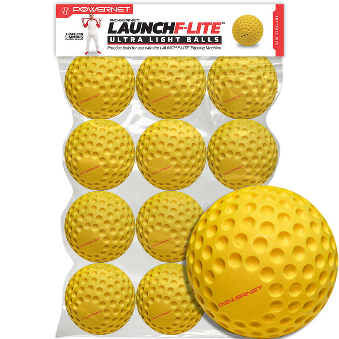 PowerNet 12-Pack Dimpled Practice Ultra-Light Softballs for the Launch F-Lite Pitching Machine (1194-2) Image 1