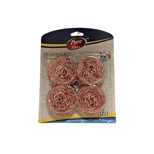 Pure Kleen 4Pk Copper Coated Scrubber Double Blister Card Image 1